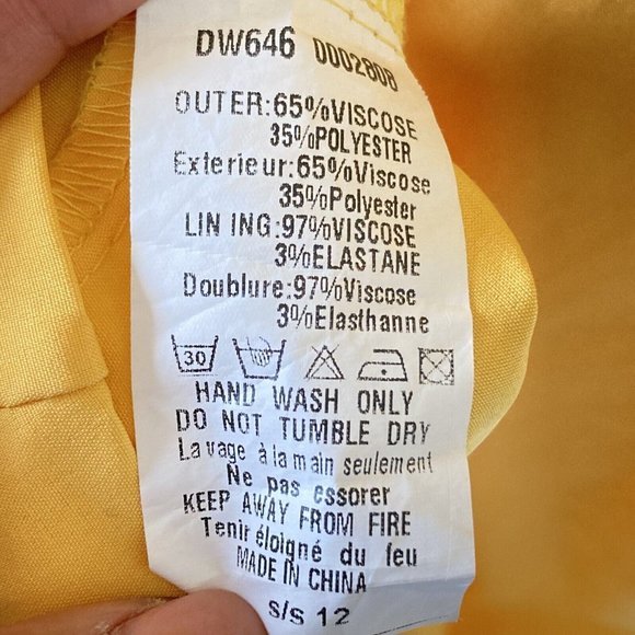 Vintage Ax Paris Women Yellow Stretchy Round Neck Wide Strap Sleeveless Dress 10 - Picture 5 of 8